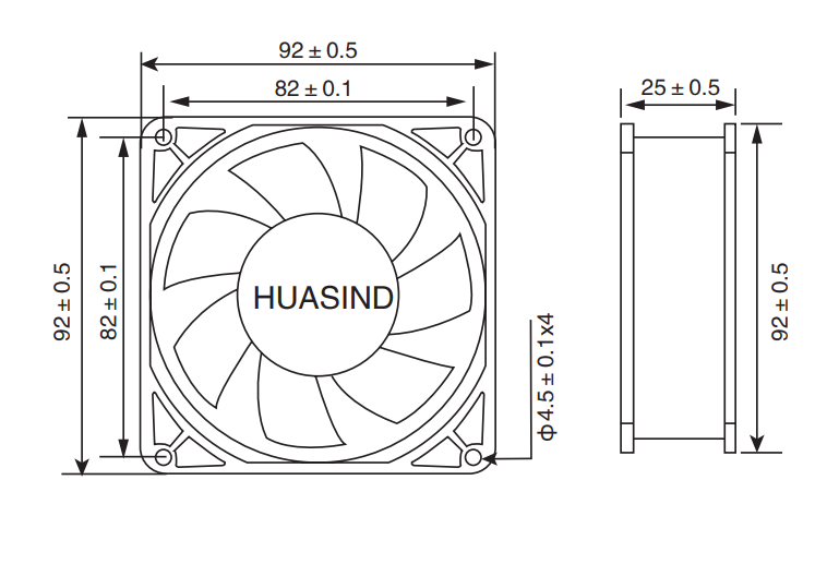 9225 DC Axial Fan - Huasind